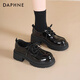 達芙妮厚底樂(lè )福鞋女2026新款春季女鞋英倫風(fēng)黑色小皮鞋百搭增高單鞋子女 黑色 【主圖款-跟高5.5CM】 37
