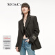 MO&Co.西裝學(xué)院風(fēng)泰迪熊織嘜綿羊毛精紡中性墊肩廓形外套摩安珂 黑色 S
