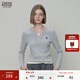 Teenie Weenie小熊女裝T恤26春新款簡(jiǎn)約休閑假兩件V領(lǐng)撞色拼接長(cháng)袖 中灰色 S