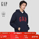 蓋璞（GAP）男女裝2025秋季新款LOGO抓絨寬松連帽套頭衛衣休閑上衣786940