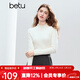百圖（betu）女裝2025年冬季新款毛衣木耳邊簡(jiǎn)約顯瘦長(cháng)袖打底衫上衣女2510X01 米白 M