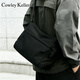 COWLEY KELLER斜挎包男士新款單肩包休閑背包大容量郵差包通勤時(shí)尚男包單肩挎包 黑色（+外插袋） 31*10*23cm