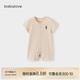 babylove嬰兒短袖連體衣夏季薄款衣服彩棉提花透氣哈衣爬服新生兒寶寶夏裝