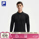 FILA 斐樂(lè )官方男子針織長(cháng)袖衫2025冬季健身運動(dòng)加絨半拉鏈長(cháng)T