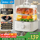 美的（Midea）電蒸鍋電煮鍋電火鍋多功能鍋家用電炒鍋蒸蛋器蒸包子鍋電熱鍋10.8升三層大容量多用途鍋ZGE2323Z02