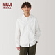 MUJI男式 水洗 平紋 長(cháng)袖襯衫 男士長(cháng)袖襯衣外套 翻領(lǐng) AC2WPC5S 白色 L （175/100A）