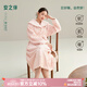 安之伴【巨保暖】睡袍女冬款加厚珊瑚絨提花睡衣秋冬季浴袍家居服 淺粉 M