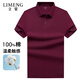 立蒙（LIMENG）【純棉t】男士商務(wù)保羅衫夏季寬松純色翻領(lǐng)T恤衫 酒紅色3XL
