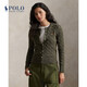 Polo Ralph Lauren 拉夫勞倫 女 26早春修身版絞花編結棉圓領(lǐng)針織開(kāi)襟衫 310-橄欖綠 S