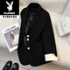 花花公子（PLAYBOY）2025春裝新款設計感薄荷綠西裝外套女韓系洋氣休閑小西服 2025黑色 常規 L 建議110-125斤