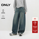 ONLY2025夏季新款做舊中腰長(cháng)褲香蕉闊腿褲牛仔褲女|125332099 J35 510洗水牛仔藍 M M標準褲長(cháng)
