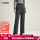 藍地（LANDI）格雷系深灰色女士西裝褲正裝修身直筒褲秋冬新品 第二批次 M