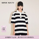 MISS SIXTY短袖T恤上衣女Polo領(lǐng)復古條紋寬松長(cháng)款落肩休閑運動(dòng)風(fēng) 白/黑 S