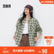森馬（Semir）長(cháng)袖襯衫女春季中長(cháng)款oversize翻領(lǐng)落肩格紋女生襯衣101125105007