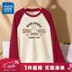 真維斯（Jeanswest）長(cháng)袖體恤女新款春秋季美式復古撞色衣服寬松休閑上衣時(shí)髦長(cháng)袖TJR 車(chē)厘子紅8200 S 160/84A