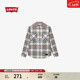 Levi's李維斯秋冬男士英倫校園風(fēng)vintage高街翻領(lǐng)格紋襯衫外套 藍棕色格紋 S