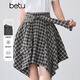 百圖（betu）女裝2026年春夏新款時(shí)髦格紋半身裙不規則裙擺短裙裙子女2603T60