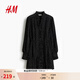 H&M女裝連衣裙2026春季新款氣質(zhì)時(shí)尚褶邊燈籠袖宮廷連衣裙1329230 黑色/波點(diǎn) S 160/88
