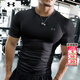 安德瑪（Under Armour）男緊身運動(dòng)套裝 26春季彈力壓縮服速干健身訓練衣短袖T恤打底褲 1327965/黑色 冰絲短袖T恤 單件 L