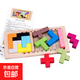 彩色透光俄羅斯方塊拼圖板兒童早教拼插配對拼板木制方塊積木玩具 mqy-方塊之謎-平面篇之單元格款