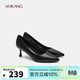 奧康（Aokang）女鞋秋季高跟鞋尖頭職場(chǎng)百搭優(yōu)雅女單鞋黑【跟高6.5cm】36碼
