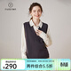 帕什 羊絨馬甲女35%山羊絨秋冬V領(lǐng)加厚百搭針織坎肩背心ZSBR-8311 草木灰 XL
