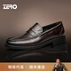 零度Zero男鞋2025秋冬新款商務(wù)休閑皮鞋真皮手抓紋加絨一腳蹬正裝鞋 暗棕 【頭層手抓紋牛皮】 41 【偏大1碼，建議拍小1碼】