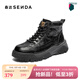 森達馬丁靴男冬季新款商場(chǎng)同款戶(hù)外厚底休閑短皮靴DB012DD5 黑色絨里 41