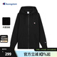 Champion冠軍加絨衛衣2024冬季新款情侶連帽開(kāi)衫潮牌刺繡小C上衣 黑色 M