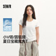 森馬（Semir）短袖t恤女26夏季短款圓領(lǐng)打底衫正肩收腰顯瘦V領(lǐng)內搭109326100003