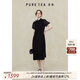 茶·愫【明星同款/輕禮服】puretea茶愫新中式旗袍絲絨連衣裙女夏季新品 石墨黑 L