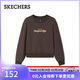 斯凱奇（Skechers）冬季早春女圓領(lǐng)加絨衛衣休閑風(fēng)寬松上衣長(cháng)袖白色打底衫L425W070