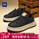 海瀾之家（HLA）男鞋春季2026新款厚底板鞋復古運動(dòng)休閑鞋雕花防滑增高鞋子男 黑色 40