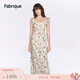 Fabrique【郁花園】小飛袖印花連衣裙女夏季新款 草綠 M