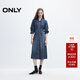 ONLY秋季通勤氣質(zhì)翻領(lǐng)長(cháng)袖中長(cháng)裙牛仔連衣裙女|124342031 J34 390洗水牛仔藍 XS (155) 76A