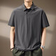 貴色高端美式休閑涼感短袖Polo衫男夏季薄款冰絲透氣翻領(lǐng)T恤男 深灰 L  適合120-140斤