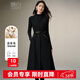晚白【新品】冬款綿羊毛氣質(zhì)立領(lǐng)收腰顯瘦無(wú)袖連衣裙【送腰帶】 黑色 M