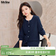 MsShe【羊毛混紡】大碼女裝2026新款春裝胖mm顯瘦V領(lǐng)毛衣開(kāi)衫外套 藏青藍色現貨 5XL