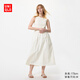優(yōu)衣庫加長(cháng)款女裝拼接收腰連衣裙/無(wú)袖裙子26春夏新款482983 00 白色 M