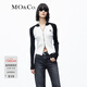 MO&Co.針織衫開(kāi)衫賽車(chē)風(fēng)撞色插肩袖雙開(kāi)頭拉鏈修身短款紅色摩安珂新年紅 米白色-第2批 S 160