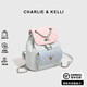 CHARLIE&KELLI女士包包背包女包2026新款雙肩包女撞色菱格背包校園學(xué)生鏈條書(shū)包 藍色【代寫(xiě)賀卡 品牌禮袋 】