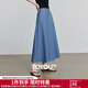 初語(yǔ)中長(cháng)款復古中藍仿牛仔半身裙女2025夏季新款寬松港風(fēng)A字裙 牛仔中藍 S