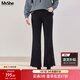 MsShe【開(kāi)叉微喇牛仔褲】大碼女裝2026春裝胖mm巨顯瘦彈力長(cháng)褲子 牛仔黑色現貨 3XL