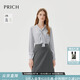 PRICH時(shí)尚簡(jiǎn)約優(yōu)雅飄帶V領(lǐng)長(cháng)袖襯衫2025冬季新款氣質(zhì)光澤感襯衣女 16淺灰色8931M S 160