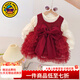 G.duck小黃鴨女童連衣裙春秋款嬰兒童生日宴公主裙一抓周歲女寶寶禮服 紅色 90 尺碼1~2歲【 80-90cm】cm