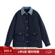 茵曼（INMAN）假兩件牛仔襯衫領(lǐng)棉衣女2025冬季時(shí)尚百搭寬松保暖夾棉外套 深藍色 M