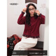 闊色紅色格子假兩件針織衫開(kāi)衫毛衣過(guò)年穿搭26春季新款女上衣秋冬 紅色 M