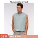 Abercrombie & Fitch男裝25夏季美式復古重磅圓領(lǐng)無(wú)袖套頭純色T恤上衣124-5228 淺藍色水洗 L (180/108A)