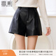 香影劉些寧同款黑色復古港風(fēng)pu皮短褲女2025冬季新款小個(gè)子直筒褲 黑色 M 160/64A/95-110斤