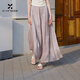 香影薄款雪紡百褶裙褲女2026夏季新款超好看流光紗寬松休閑闊腿褲 白色 M 160/64A/95-110斤